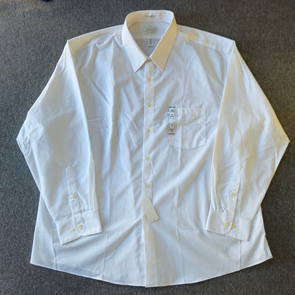 New! Van Heusen Poplin Dress Shirt 19 34/35 3XL White Regular Fit Wrinkle Free